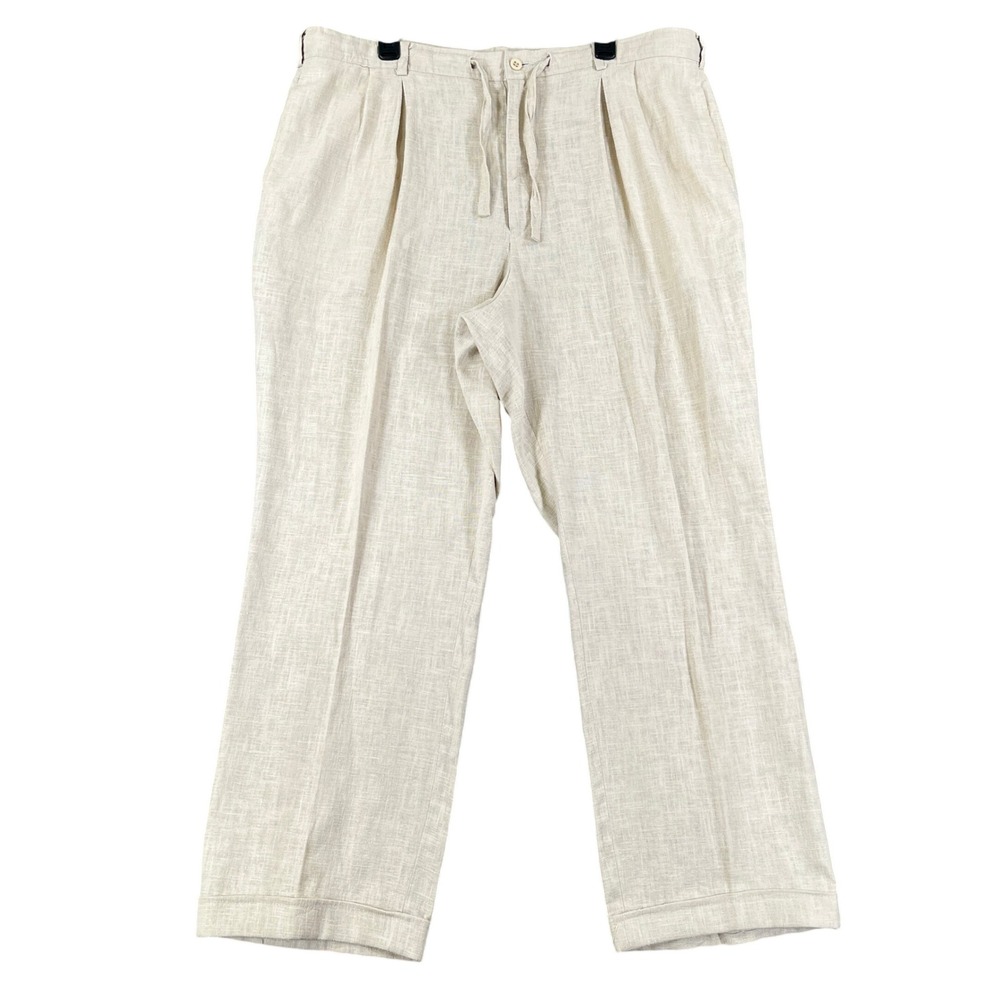 Successo Uomo By Phita Drawstring 100% Linen Trousers Men 42x30 Beach Casual